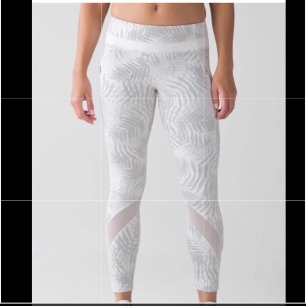 NWOT Lululemon white/grey full 25” tights - sz 6